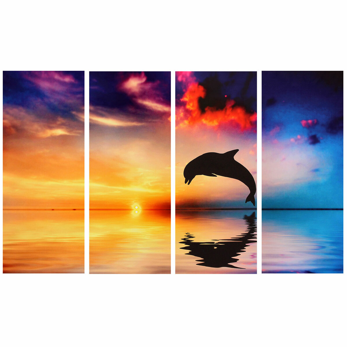 4Pcs/set Dolphin Sunset Sea Wall Decorative Paintings Canvas Print Art Pictures Frameless Wall Hanging Decorations for H