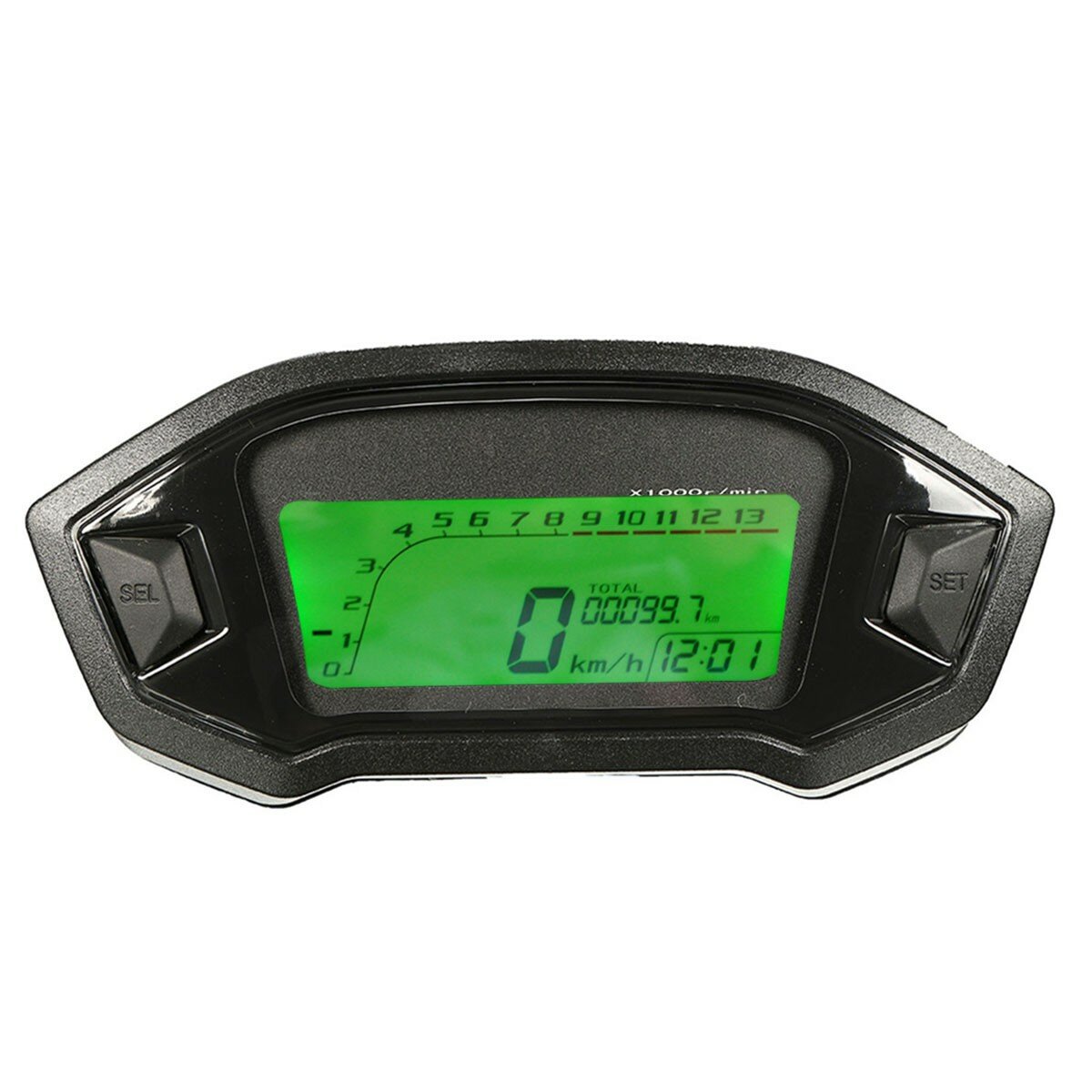 Motorfiets Digitale Kilometerteller Snelheidsmeter Toerenteller Gauge LCD Kilometerteller 7 Kleuren 