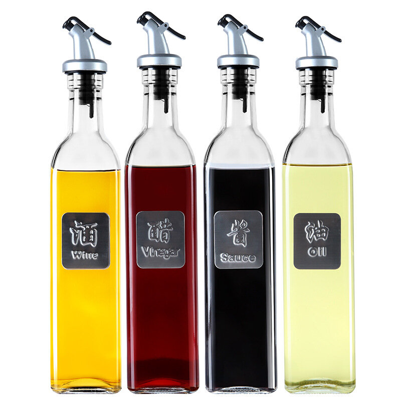 1Pc Glass Sauce Vinegar Oil Bottle Oil Dispenser Container Gravy Boats Condiment Seasoning Bottle Olive Oil Dispenser Ki