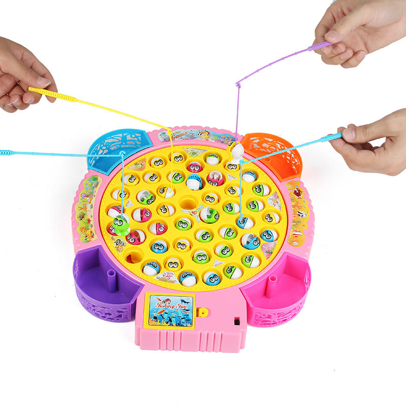 Large Fish Plate Electric Fishing Pond Set Novelties Toys W/ Music For Kids Children Random Color