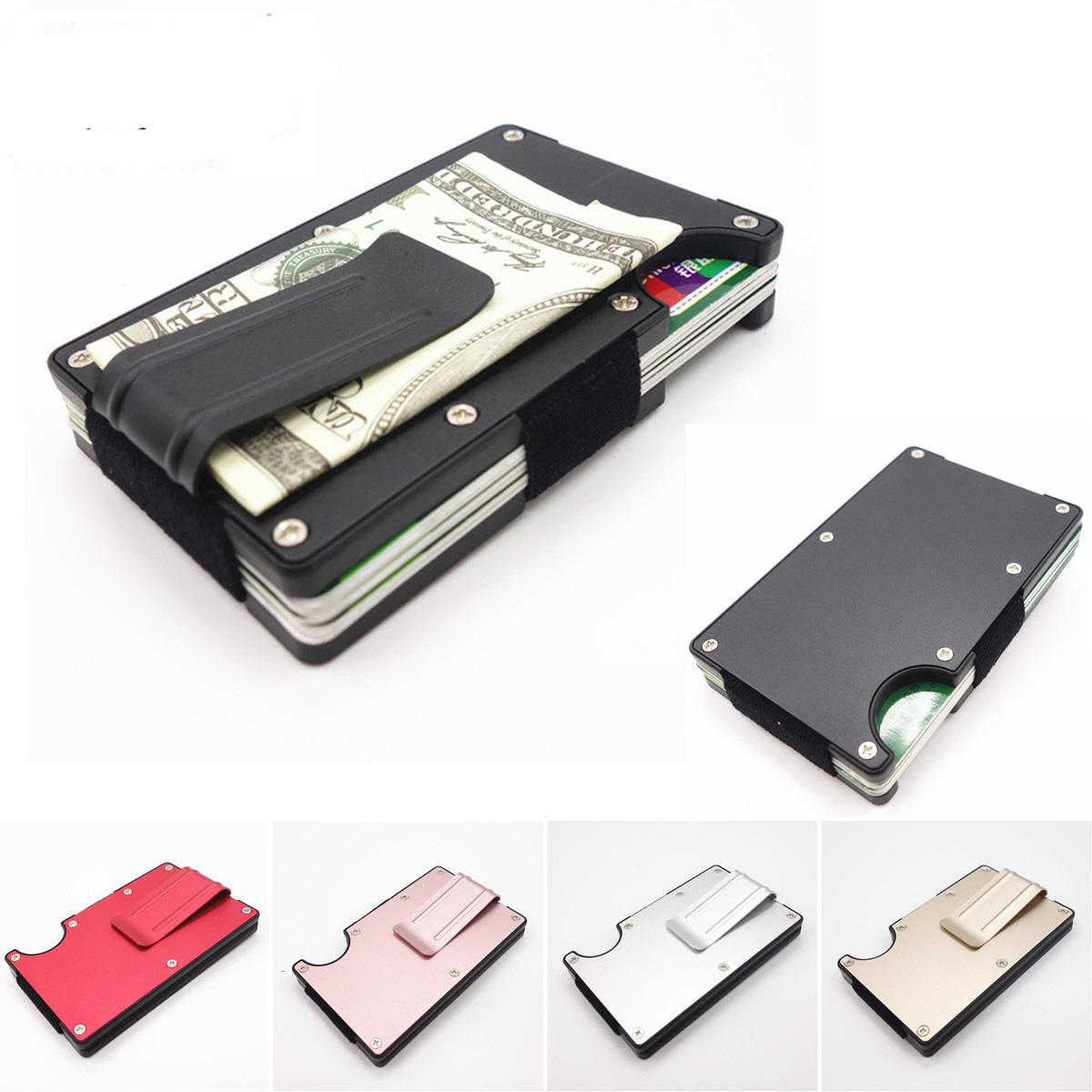 Rfid blocking metal wallet slim minimalist credit card holder money clip Sale - literacybasics.ca ...