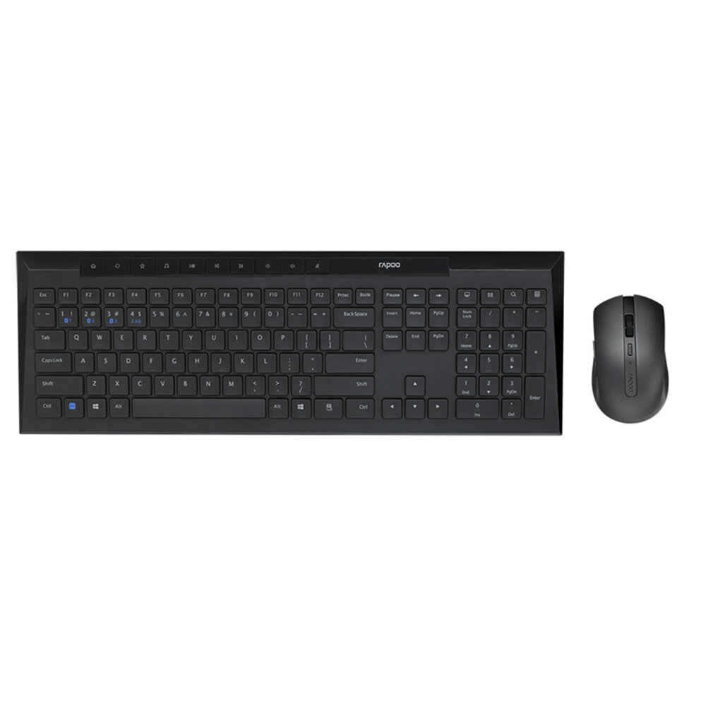 

Rapoo 8200G Keyboard Mouse Combo Dual-Mode 2.4G Wireless BT3.0/5.0 105-Key Anti-Splash Keyboard Mute Button 1600DPI Mous