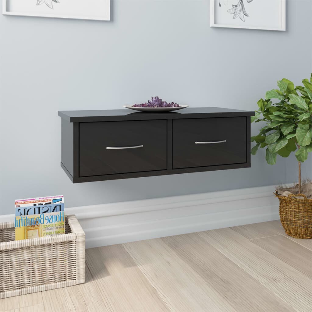 

Wall-mounted Drawer Shelf High Gloss Black 23.6"x10.2"x7.3" Chipboard