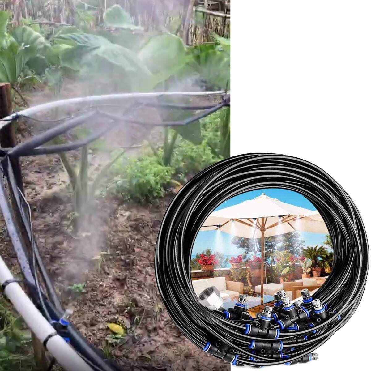 

20m Garden Watering Irrigation Spraying Kit Outdoor Cooling System Dust Collect Air Humidification