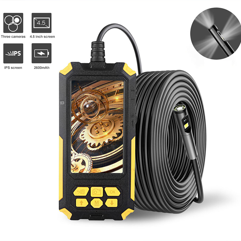 P50 8mm Triple Lens Industrial Endoscope 1080P Full HD 4.5inch LCD Digital Inspection Borescope Camera WIth 9 LED for Ho