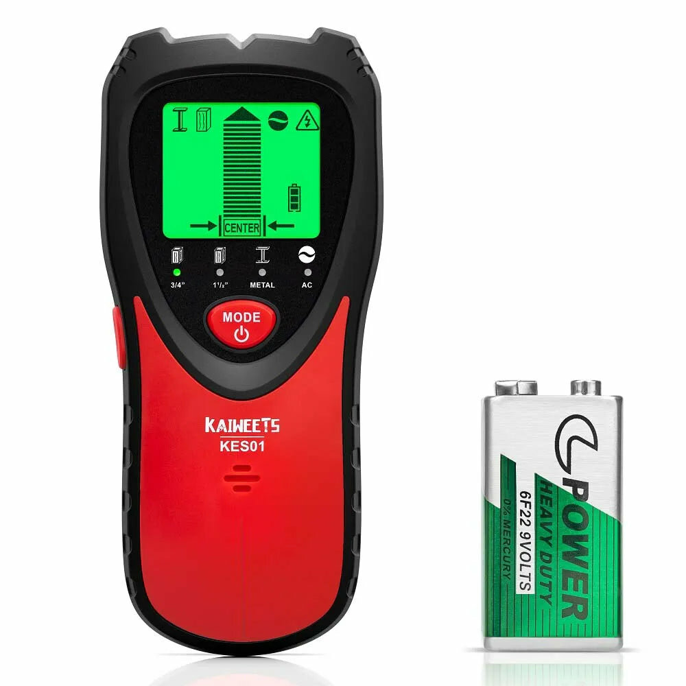 

US EU Direct KAIWEETS KES01 Stud Finder Wall Scanner with Tricolor Backlight 5-in-1 Functionality for Metal Wood AC Wire