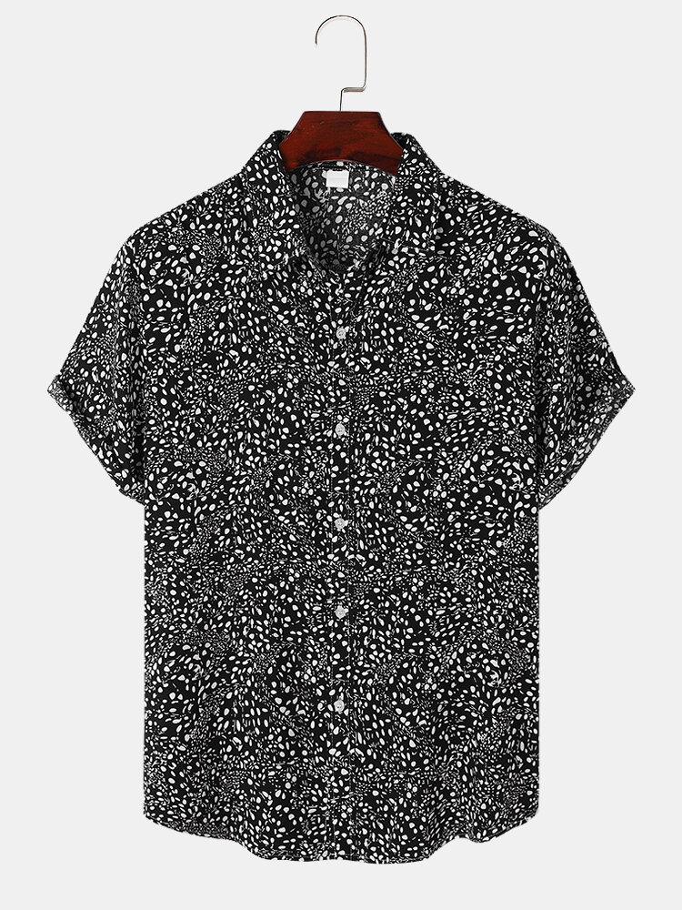 Men Retro Ditsy Floral Fit Skin-friendly All Matched Front Buttons Shirts