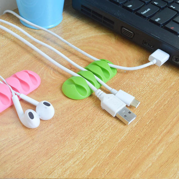 Bakeey 5 Slots Sticky Silicone Desktop Earphone USB Organizer Cable Management Holders