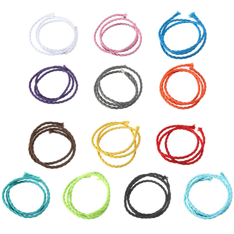 1m Vintage Colored DIY Twist Braided Fabric Flex Cable Wire Cord Electric Light Lamp
