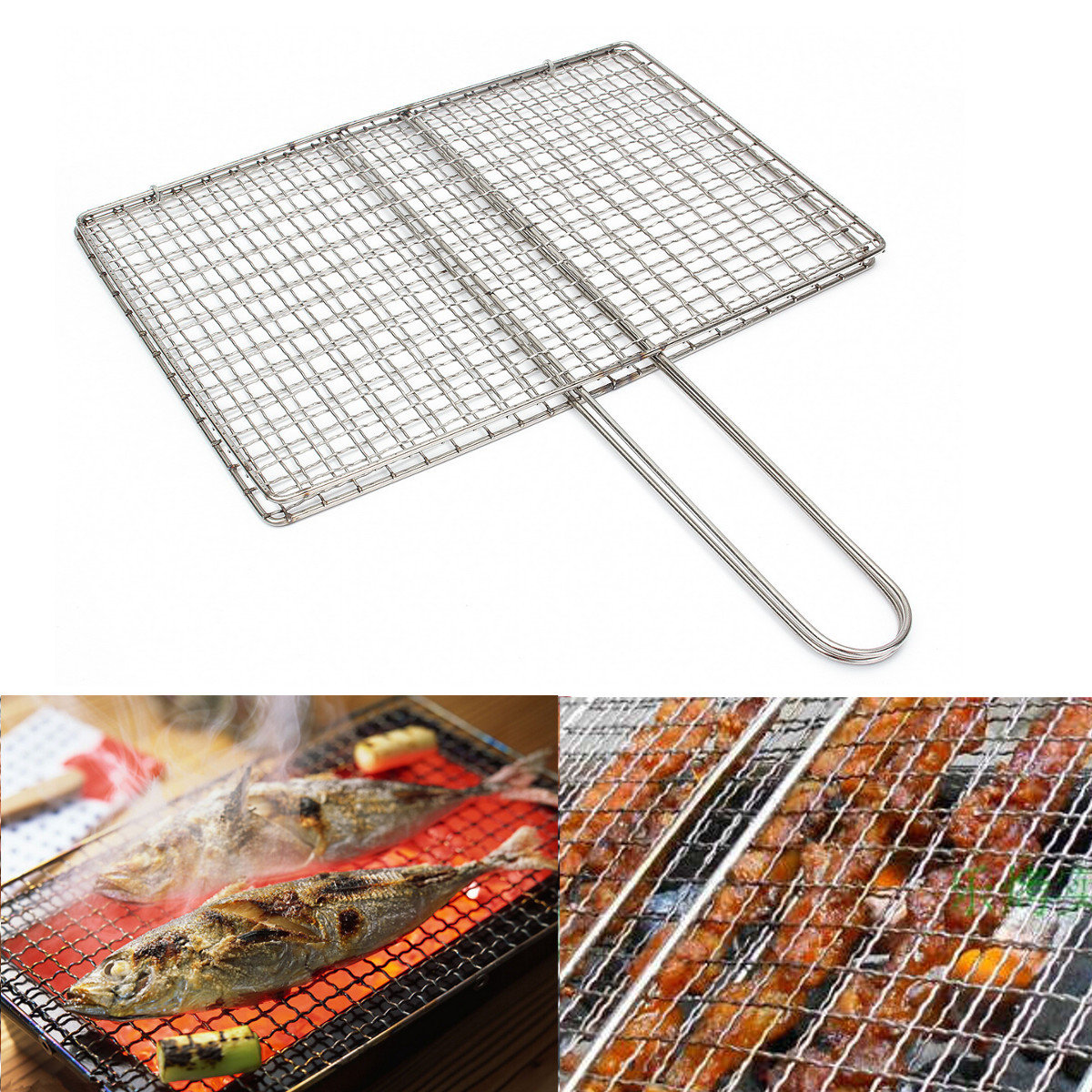 Outdoor Picnic BBQ Vis Vlees Grill Roestvrij Staal Net Mesh Wire Clamp 