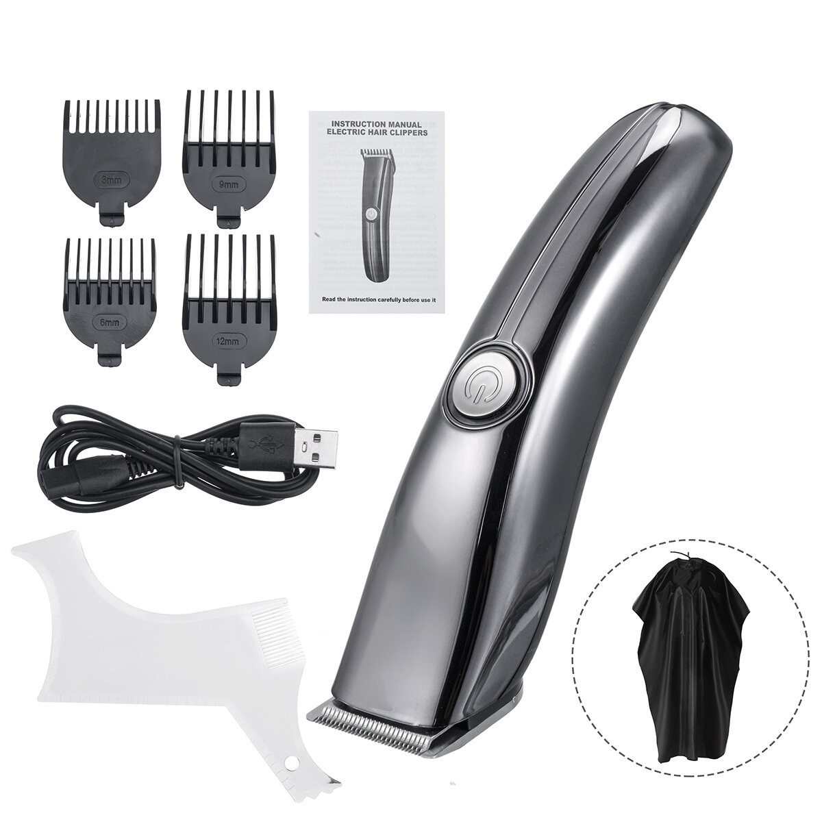 

1200mAh Men Professional Electric Hair Clipper USB Rechargeable Cordless Hair Trimmer Haircut Machine w/ Barber Shawl