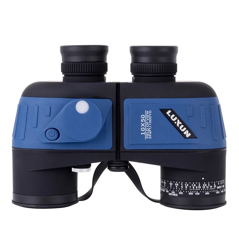 Télescope étanche LUXUN 10X50 avec boussole HD, jumelles puissantes pour le tourisme en plein air, bleues