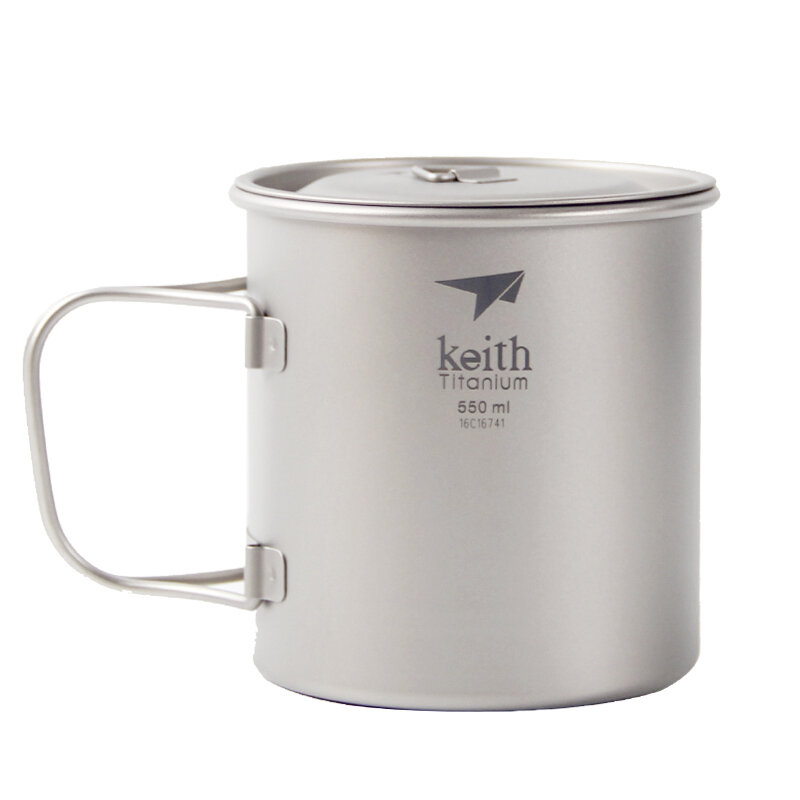 Keith Ti3206 550ml Folding Handle Cup Antibacterial Lightweight Soup Pot Water Cup Camping Picnic BBQ Tableware