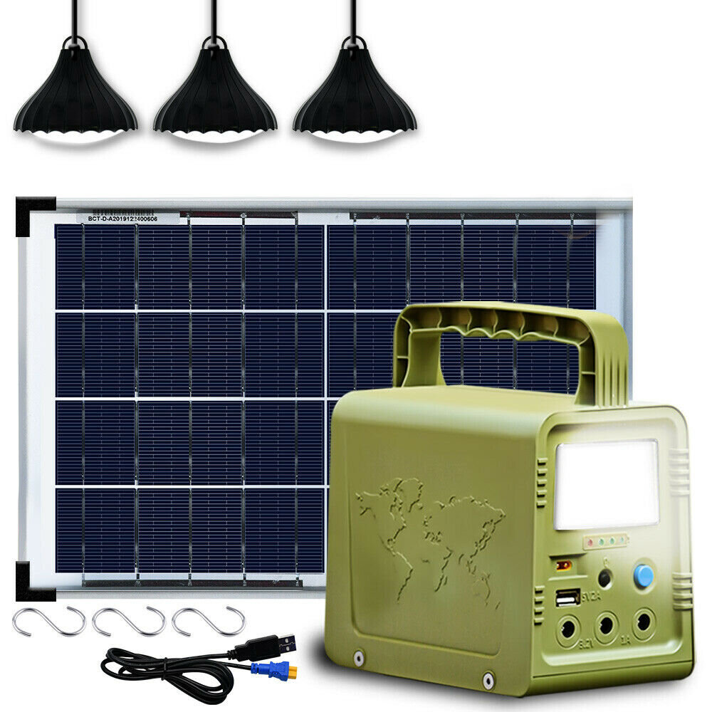 Kit d'éclairage de générateur solaire de centrale électrique lumière solaire avec câble de 5 m pour le générateur d'énergie portatif d'alimentation de secours de Camping à la maison