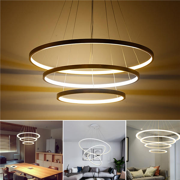 LED-plafondhanger Dimmen Ringlicht Houder Lamp Schaduwarmatuur Home Woonkamer Decor AC220V