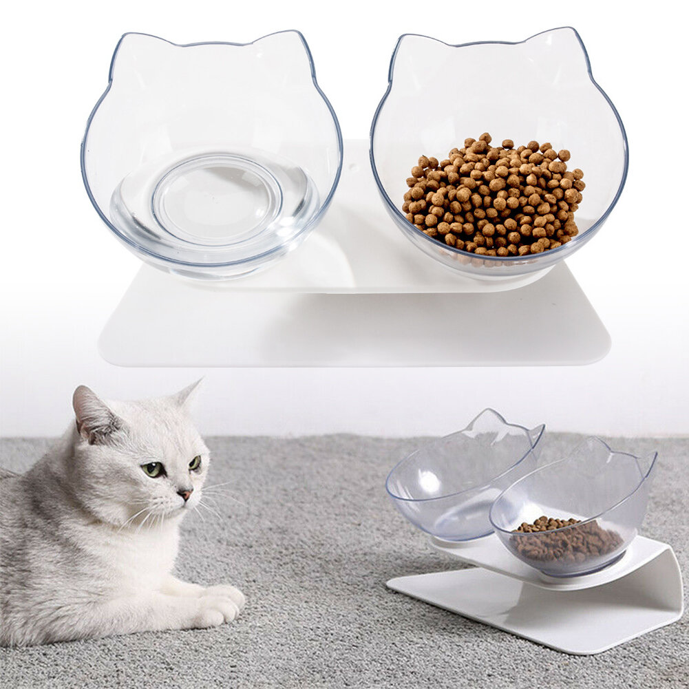 

Non-slip Cat Double/Single Bowls with Raised Stand Pet Food Water Bowl Dog Feeder