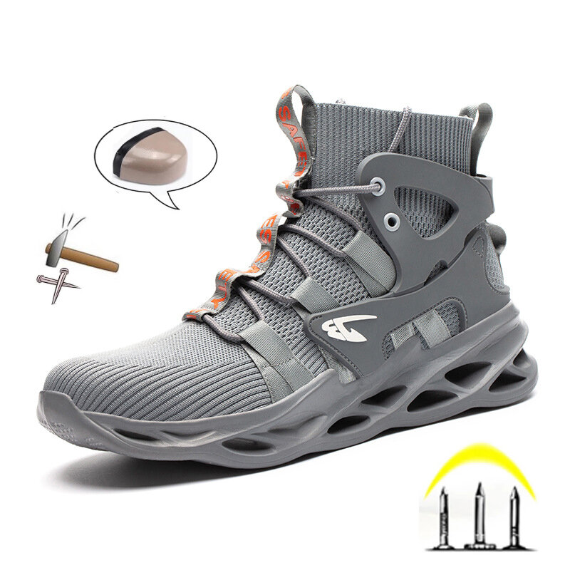 TENGOO chaussures de sécurité respirantes pour hommes chaussures de travail à bout en acier chaussures de travail imperméables SRA antidérapantes EVA baskets de sécurité pour hommes