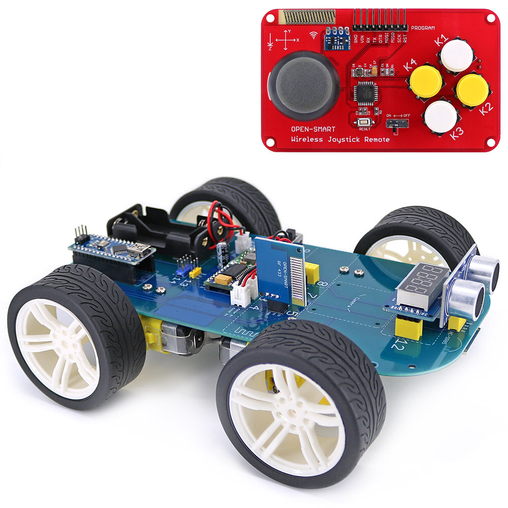 

Easy-plug 4WD Wireless JoyStick 315MHz Remote Control Rubber Wheel Gear Motor Smart Car Kit w/ Tutorial for Arduino