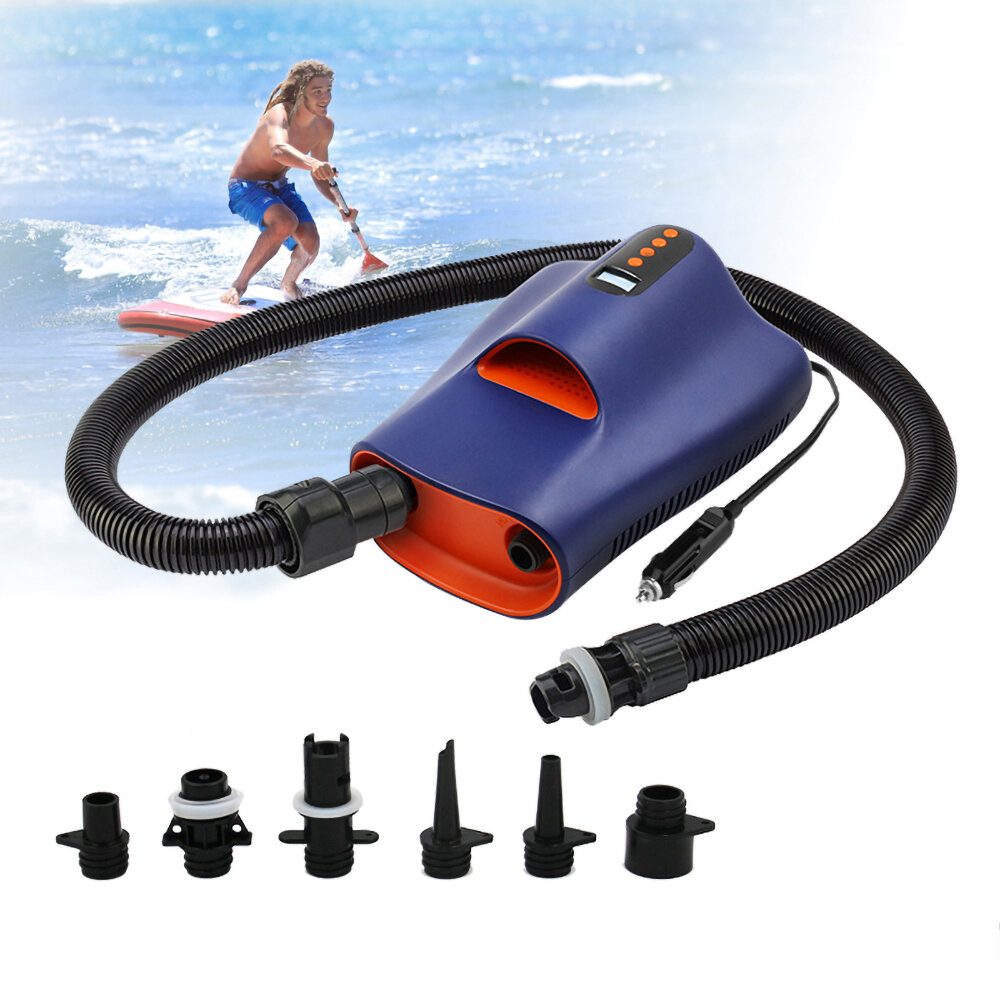 

20PSI 12V Portable Electric Air Pump with 7 Nozzles LCD Digital Electric Pump for Inflatable Boats Surf Boats Inflatable