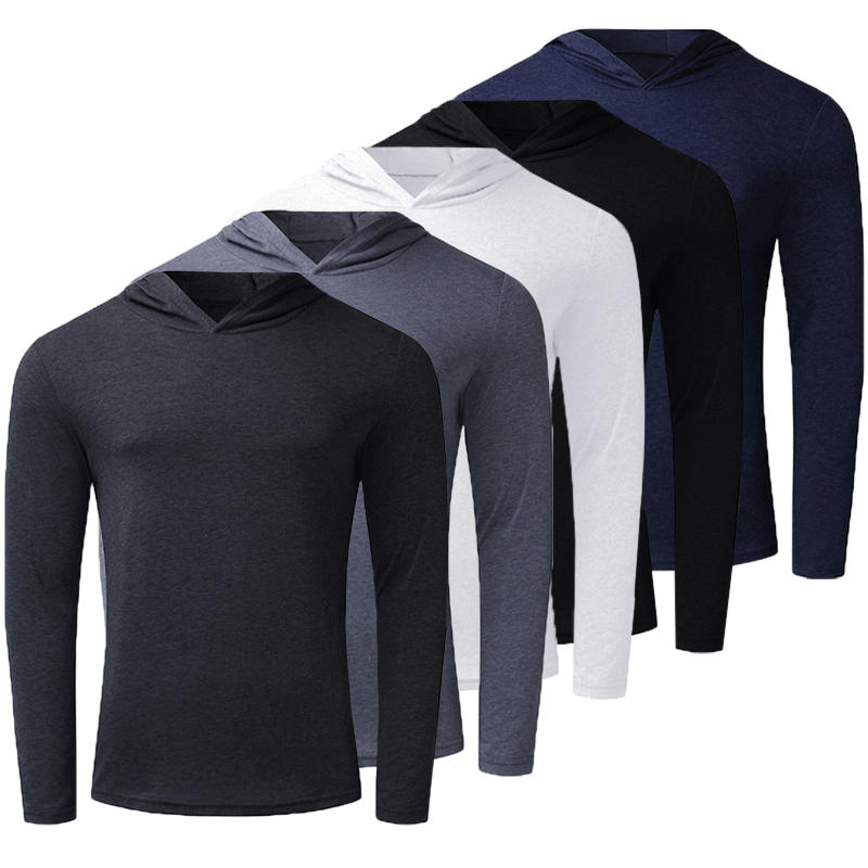 [OD] Męskie lekkie bluzy z długim rękawem Swetry Bluzy Tee Koszulki Bawełniane bluzki z dekoltem w szpic Dres