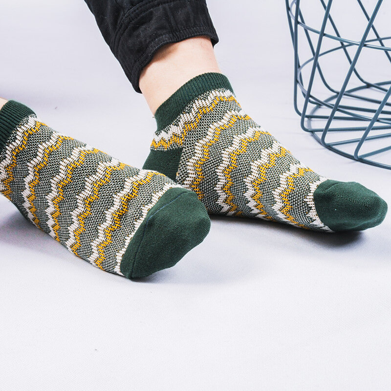 Heren katoenen vintage sokken Etnische stijl No-show sokken