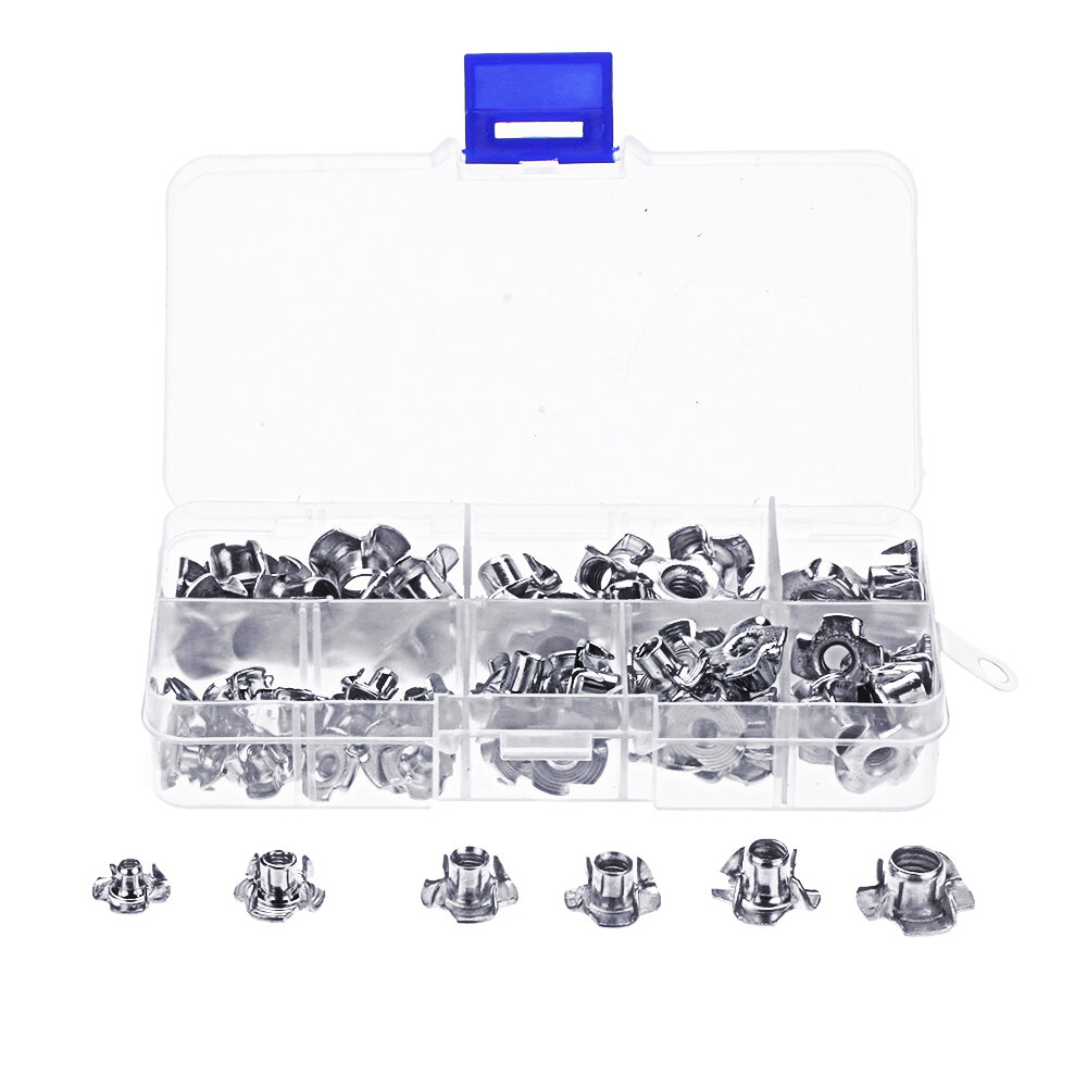 suleve™ 80pcs zinc plated steel t-nut 4 pronged tee blind insert nuts ...