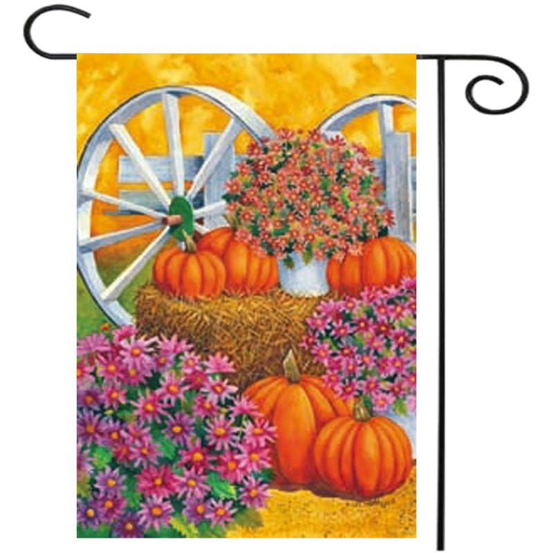 28'' x 40'' Pumpkin Wagon Wheel Fall Autumn Decorative House Flag Large Banner Decorations