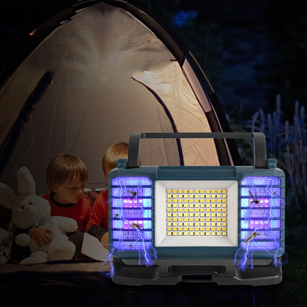Lámpara de camping multifuncional 18650 con 8 modos, carga portátil Type-C, matamosquitos con función de banco de energía.