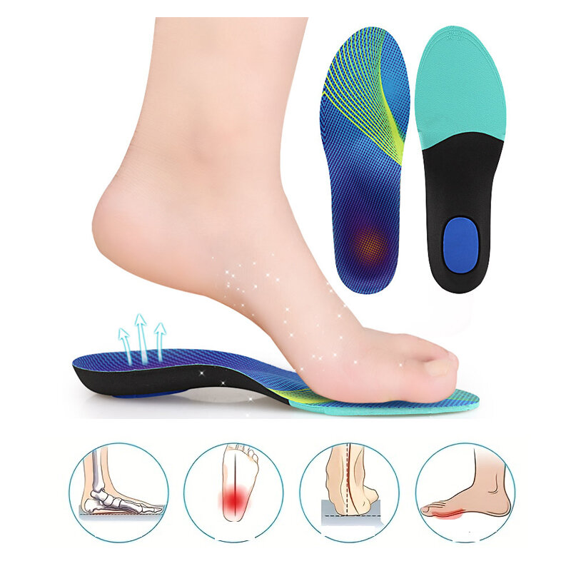 

1 Pair EVA Orthotic Insole Croppable Breathable Shock Absorption Arch Support Insole Correction Flat Foot Unisex for Out