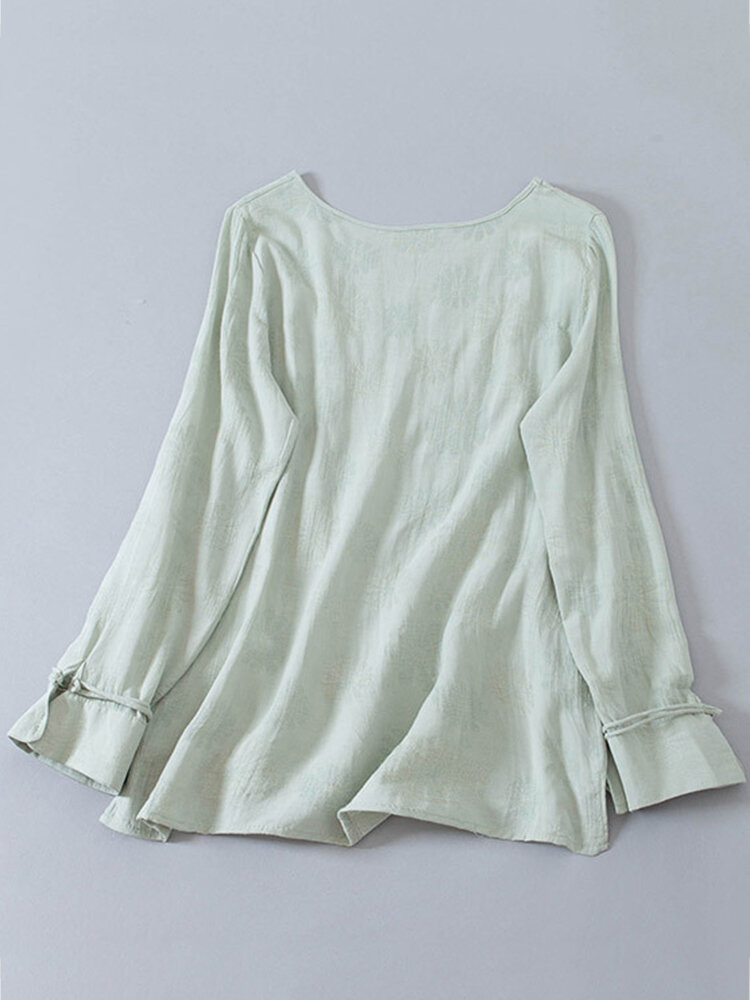 o-neck jacquard blouse at Banggood