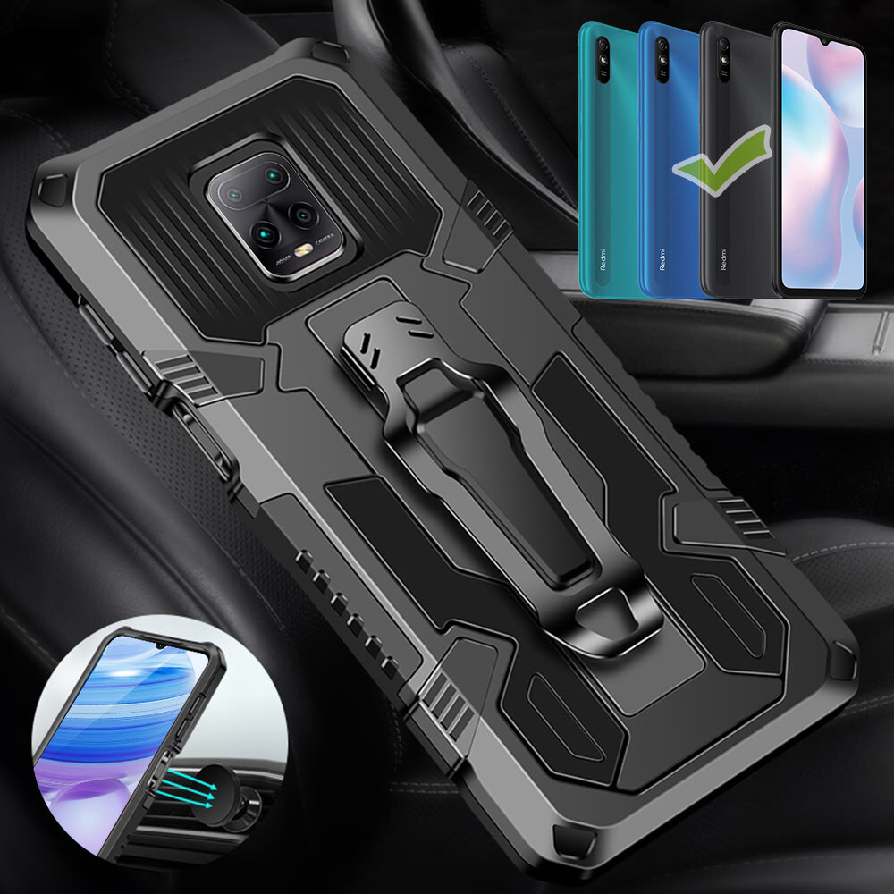 

Bakeey for Xiaomi Redmi 9A Case Dual-Layer Rugged Armor Magnetic with Belt Clip Stand Non-Slip Anti-Fingerprint Shockpro