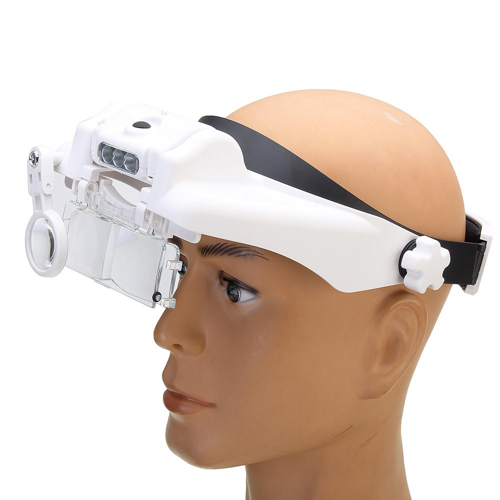 MG81000-SC 3LED Lights Headband Magnifier 3 Lenses 6 Multiples with USB Charging Function