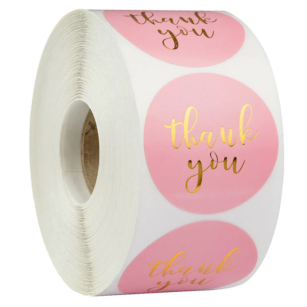 

Pink Label Paper 500pcs/roll Thank You Sticker Seal Labels Christmas Gift Decoration Package Stationery Sticker Supplies