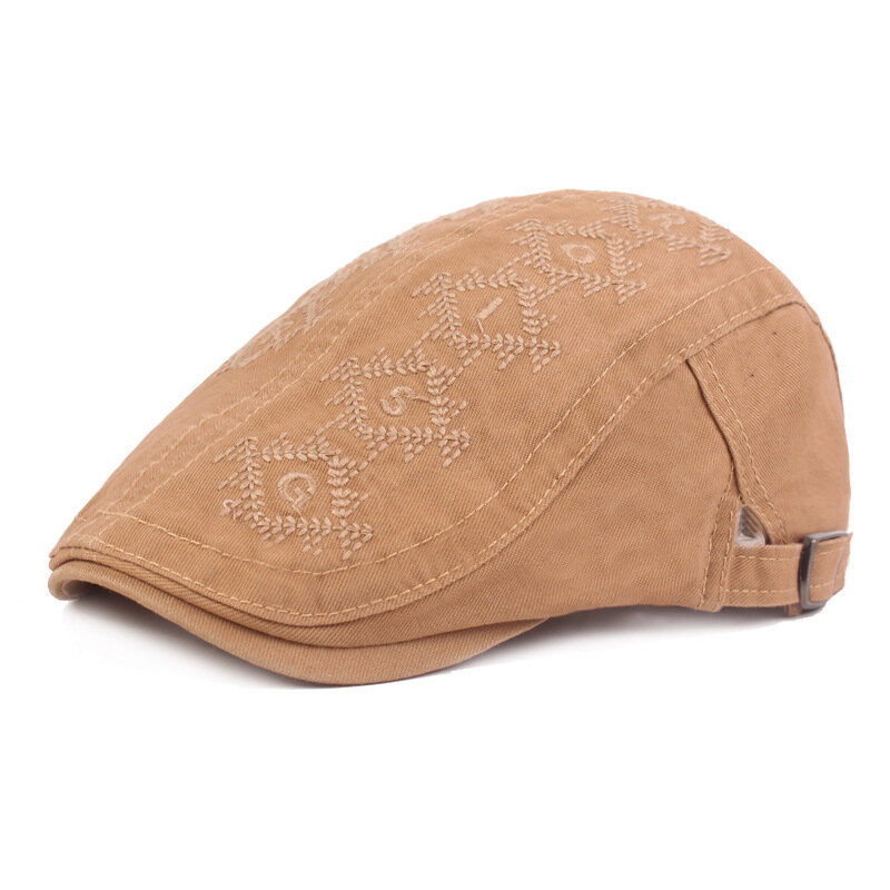 Mens Cotton Beathable Embroidery Painter Beret Caps Casual Outdoor Visor Forward Hat