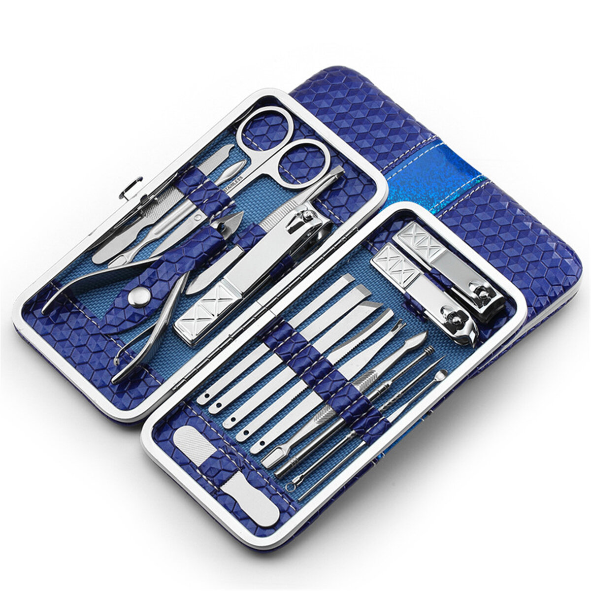 18/21pcs Nail Clipper Set Facial Hand Foot Care Tools Stainless Steel Manicure Kit