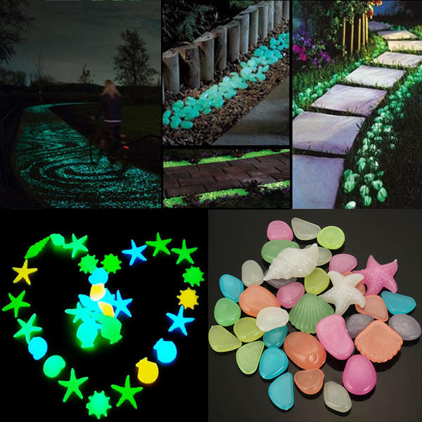 50pcs Glowing Artificial Pebbles Stones Garden Path Flower Pot Decor Landscape Noctilucent Stone