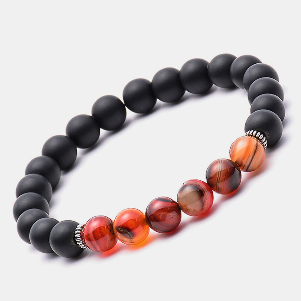 1/2 Pcs Vintage Classic Wooden Bead Frosted Natural Stone Combination Bracelet Personality Hand Brai