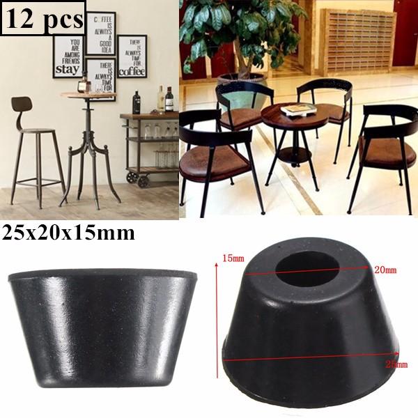 12pcs 25x20x15mm Black Rubber Protector For Chair Leg Table Crutch