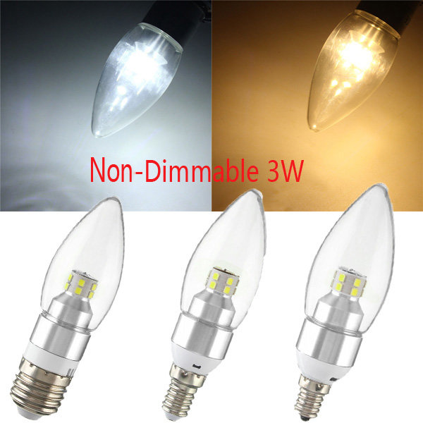 E12 / E14 / E27 3W nicht dimmbaren LED Kerze Silber Glühbirne Weiß / warmes Weiß 85-265V