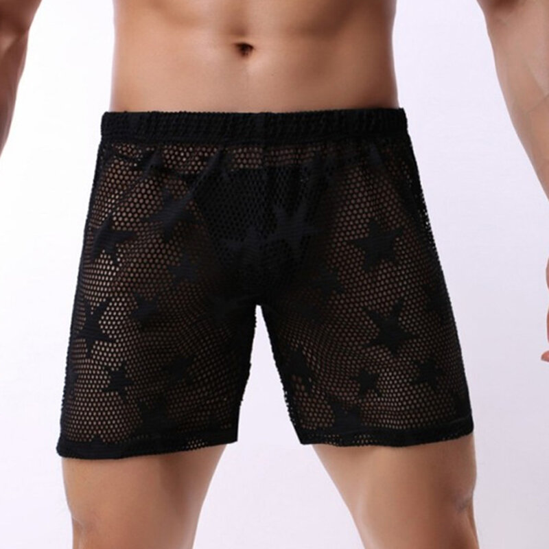 Men's Mesh Short Comfy Transparent Underpants Underwear Home Lounge-wear