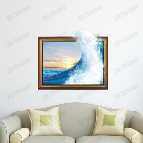 Image of PAG-AUFKLEBER 3D-Wandaufkleber Ocean Wave Sea Wall Sticker Home Wall Decor Gift