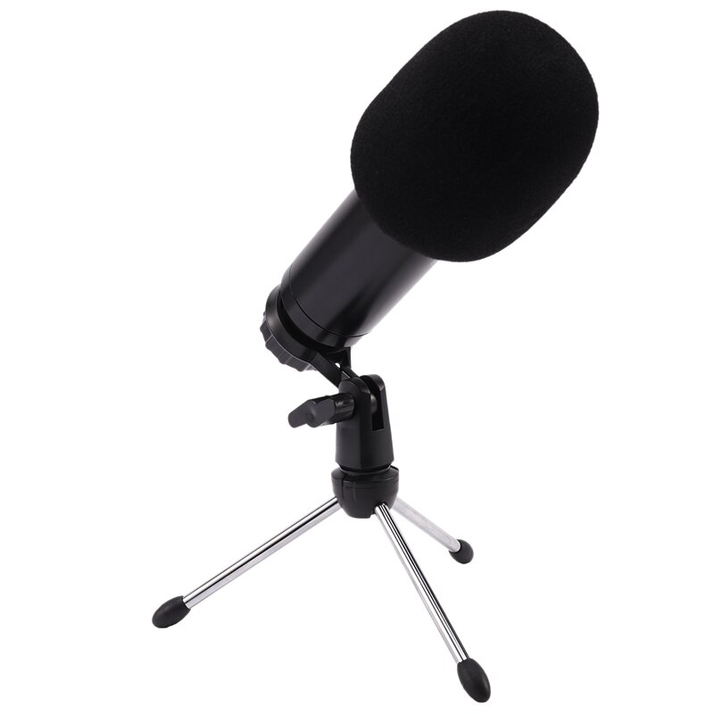 HZM&C BM-750USB Professional Universal HD Live Streaming USB Condenser Wired Microphone with Sound Card Tripod Stand for