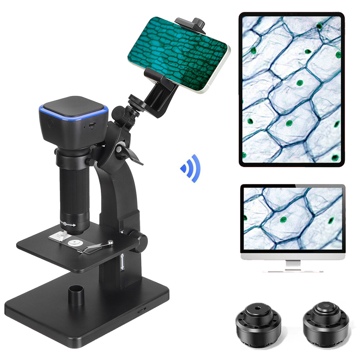 

315 Вт HD 2000X WIFI Цифровой микроскоп Двойной Объектив USB Микробиологическое наблюдение Промышленные микроскопы Профе