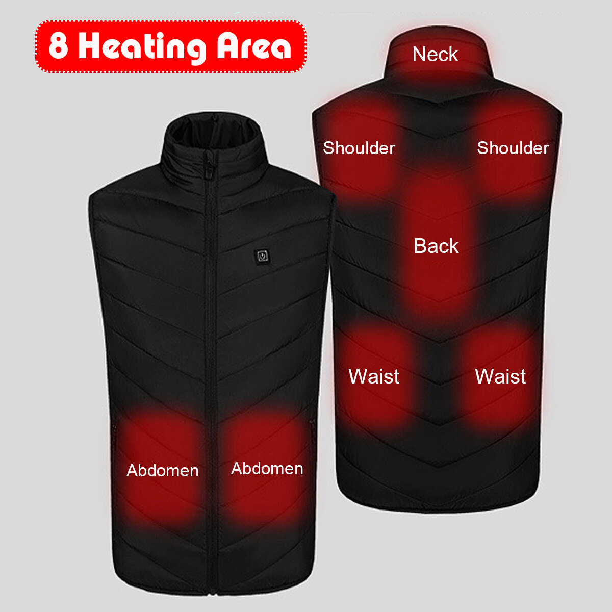 4/8 heating area heated vest warm electric usb charging men women ...