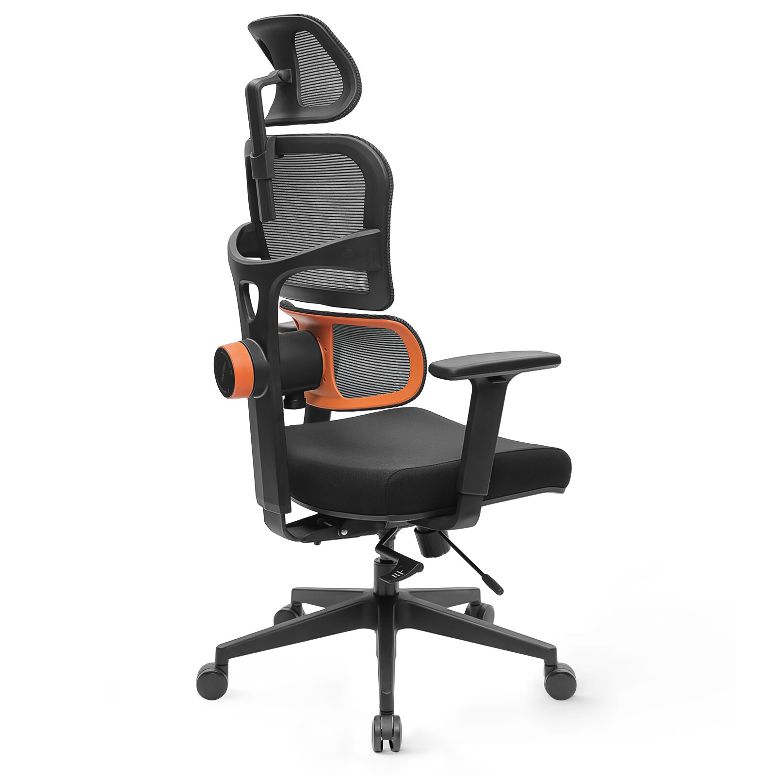 [Standaardversie] NEWTRAL Ergonomisch Office Chair Bureaustoel met hoge rugleuning en unieke verstelbare lendensteun, verstelbare rugleuning en zitpandiepte, kantelfunctie, 3D-armleuningen met hoofdsteun, computerstoel Black