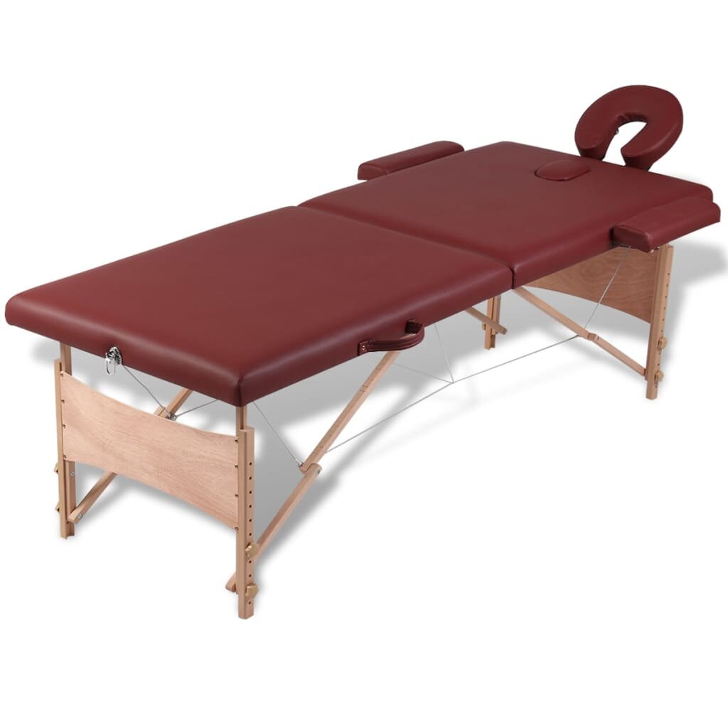 Opklapbare massagetafel 2 zones met houten frame (Rood)