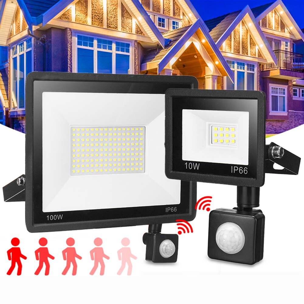 20W/30W/50W/100W LED FloodLight PIR Hareket Sensörü Reflektör LED Flood Light Su Geçirmez IP66 Spot Işık Duvar Açık Aydınlatma.