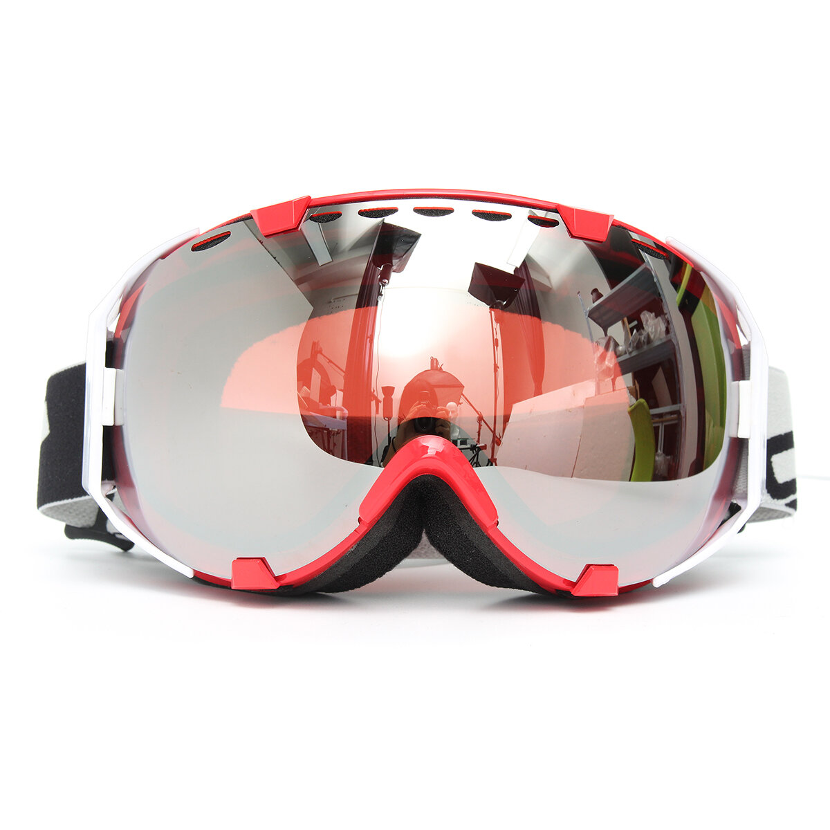 

Противотуманные очки UV Лыжные очки для сноуборда Очки мотоцикл Ветрозащитные сферические двойные Объектив Серые (унисек