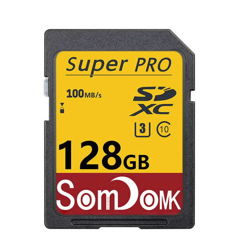 SOMDOMK Extreme PRO SD Card Memory Card 100MB/S 128/64/32/16GB C10 4K SDXC for DSLR Camera