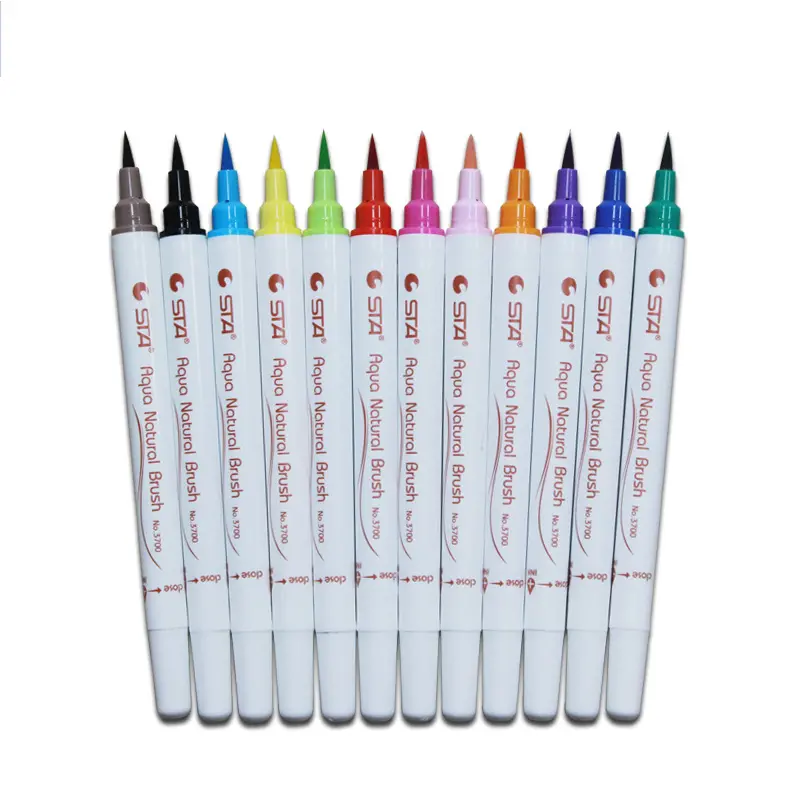 Sta sta3700 watercolor pens 12/24/36 colors/pack soft brush pen set for kids childrens drawing painting coloring books manga comic graffiti art supplies gifts